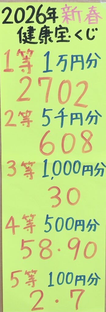 🌸2026年 新春健康宝くじ 当選番号発表！