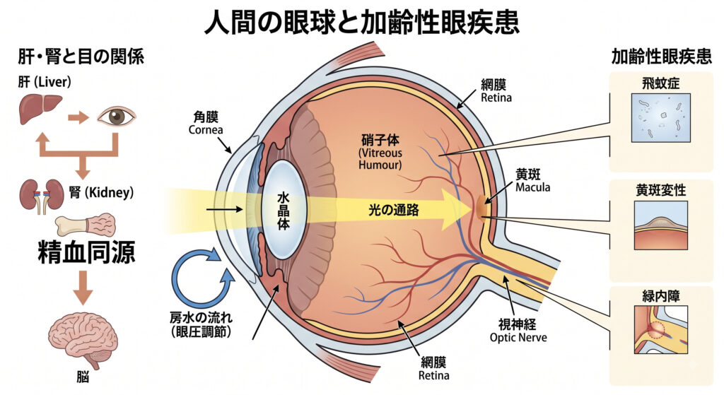 人間の眼球と加齢性眼疾患